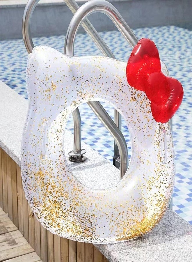 Anadi Swim Ring for Kids Inflatable Durable Pool Float, Cartoon Cat Shaped Swimming Float Tube Ring 64cm with Multi Color - Image 2